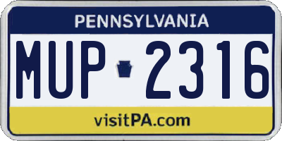 PA license plate MUP2316