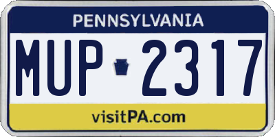 PA license plate MUP2317