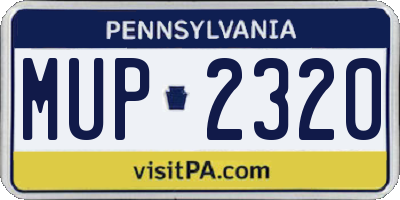 PA license plate MUP2320
