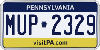 PA license plate MUP2329