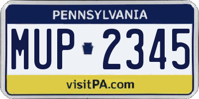 PA license plate MUP2345