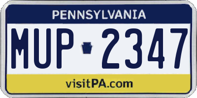 PA license plate MUP2347