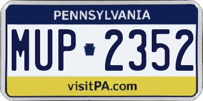 PA license plate MUP2352