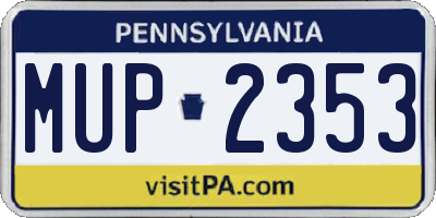 PA license plate MUP2353