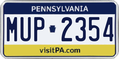 PA license plate MUP2354