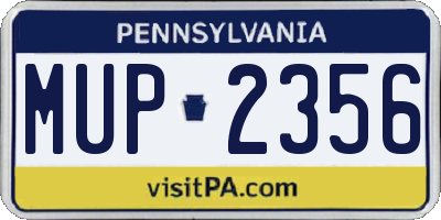 PA license plate MUP2356