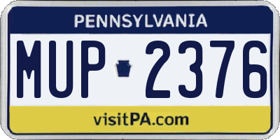 PA license plate MUP2376