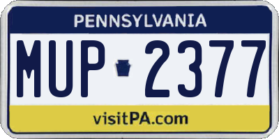 PA license plate MUP2377