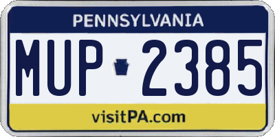 PA license plate MUP2385