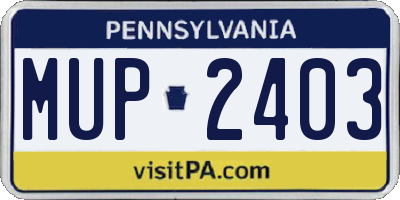 PA license plate MUP2403