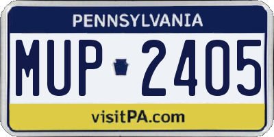 PA license plate MUP2405