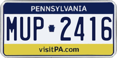 PA license plate MUP2416