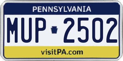 PA license plate MUP2502