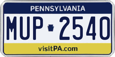 PA license plate MUP2540