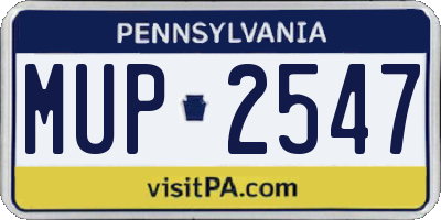 PA license plate MUP2547