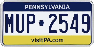 PA license plate MUP2549