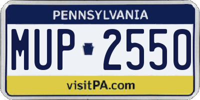 PA license plate MUP2550