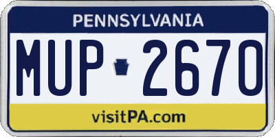 PA license plate MUP2670