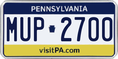 PA license plate MUP2700