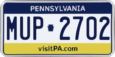 PA license plate MUP2702