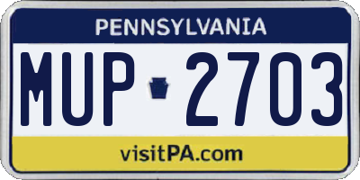 PA license plate MUP2703