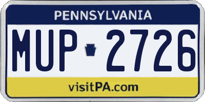 PA license plate MUP2726