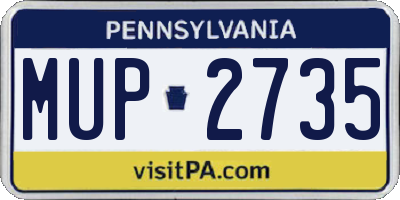 PA license plate MUP2735