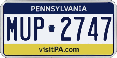 PA license plate MUP2747