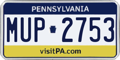 PA license plate MUP2753