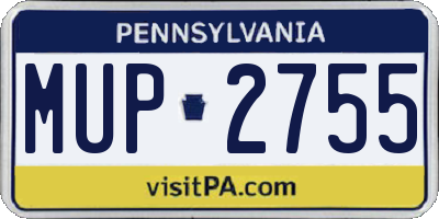 PA license plate MUP2755