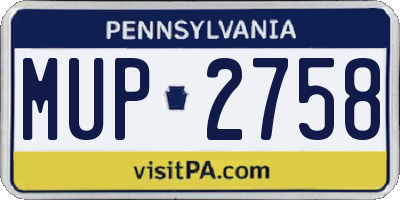 PA license plate MUP2758