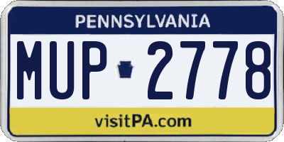 PA license plate MUP2778