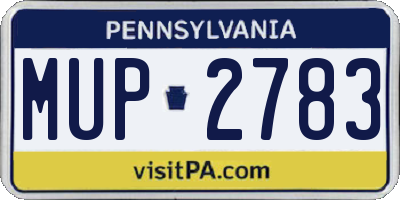 PA license plate MUP2783
