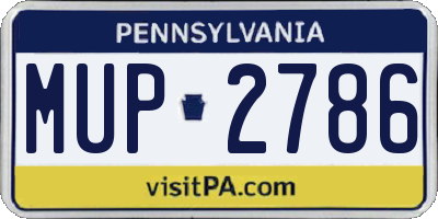 PA license plate MUP2786
