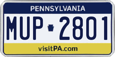 PA license plate MUP2801