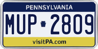 PA license plate MUP2809