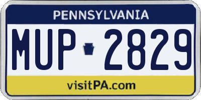 PA license plate MUP2829