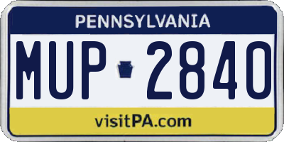 PA license plate MUP2840