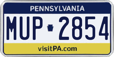 PA license plate MUP2854