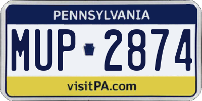PA license plate MUP2874