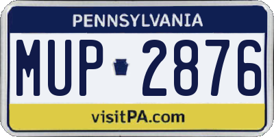 PA license plate MUP2876