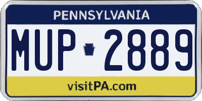 PA license plate MUP2889