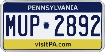 PA license plate MUP2892