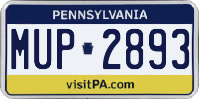 PA license plate MUP2893