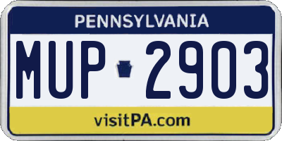 PA license plate MUP2903