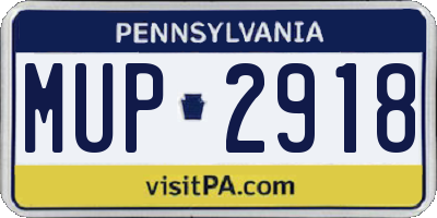 PA license plate MUP2918