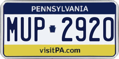 PA license plate MUP2920