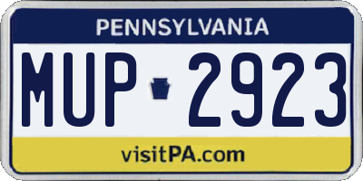 PA license plate MUP2923