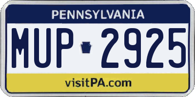 PA license plate MUP2925