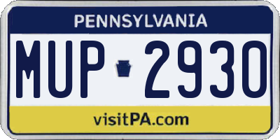 PA license plate MUP2930
